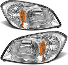 2005-2010 Chevy Cobalt Pontiac G5 Pursuit Headlights Chrome Amber Left Right