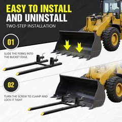 60″ Clamp on Pallet Forks For Tractor Bucket, Heavy-Duty Tractor Forks, 4500 LBS