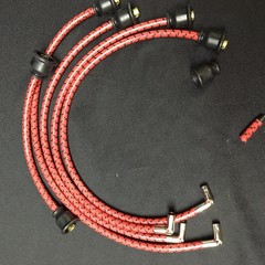 Ford 8N Red Deluxe Cloth Covered Spark Plug Wire Set Late Model 1950 51 52
