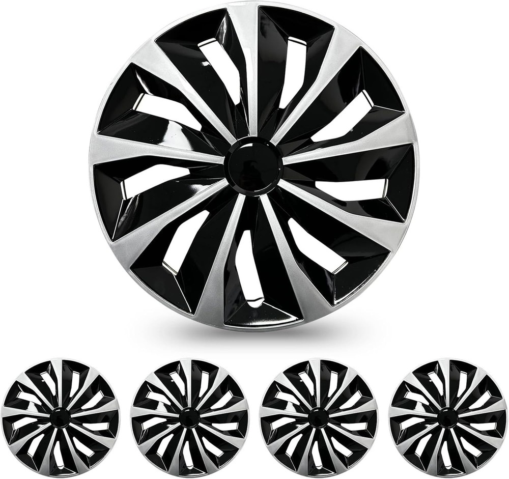 15 Inch Set of 4 Silver Black Snap On Hubcaps for Altima Knife Style
