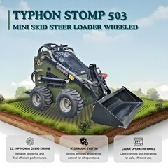 New TYPHON STOMP 503 Skid Steer Loader 375kg Lift 22.1HP Honda GX690 USA Engine