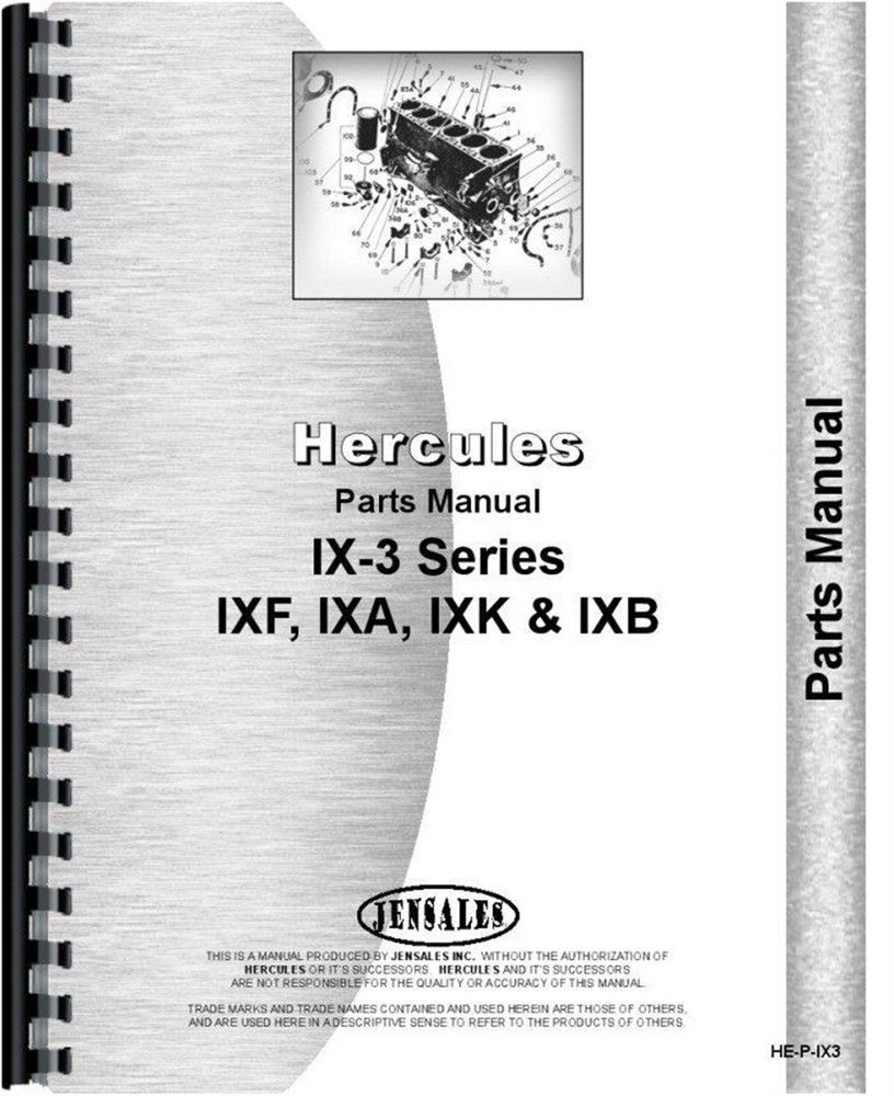 Hercules IX-3 IXF IXA IXK IXB Engine Parts Manual Catalog