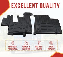Semi Truck Black Floor Mats Liners Fits T600, T660, T800, W900 -2Pcs