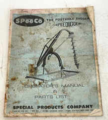 Vintage Original SPeeCo Posthole Digger SpeeDigger Operator’s Manual Parts List