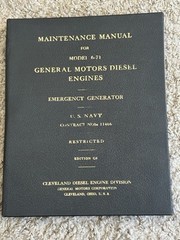 1944 General Motors Diesel Engines Navy Model 6-71 Generator Maintenace Manual