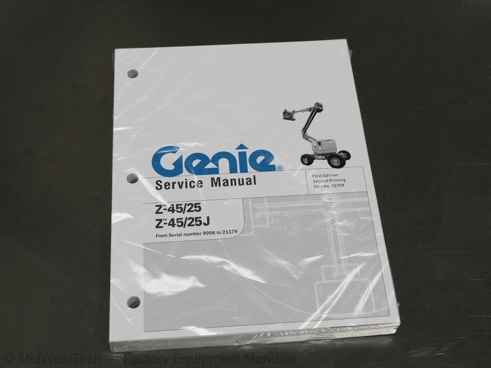 Terex Genie Z-45/25, Z-45/25J Boom Lift Service Manual Repair Shop Book
