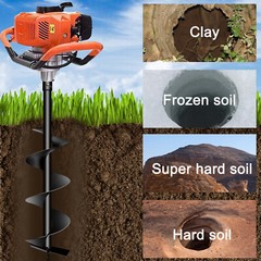 72CC Gas Powered Earth Auger with 3 Bits (4″, 6″, 8″) & 3 Extension Rods