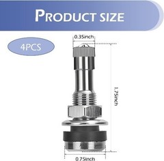 4 PCS Metal Valve Stems, Tire Valve Stems Outer Mount for Tubeless Tires, Fits 0