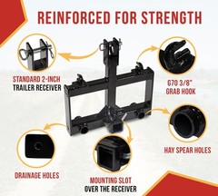 2PK 3 Point Trailer Hitch Attachments for Tractor w/ 2″ Receiver Tractor Bucket