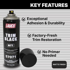 LAUCO Trim Black Matte Automotive Spray Paint – 13 oz Aerosol Can for Plastic,