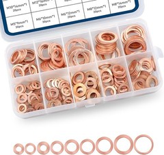 Pack-200 Automobile Copper Flat Gasket Assortment Combination Set, Multi-Specifi