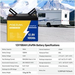 NEW 12V 100Ah LiFePO4 Lithium Battery 1280Wh Built-in 100A BMS 8000+ Cycle Deep