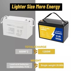 LiFePO4 12V 100Ah Lithium Battery Deep Cycle for Camper Van Off-Grid Solar RV