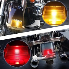 Harley Front Rear Fender Light Covers with LED Bulbs Compatible with Electric