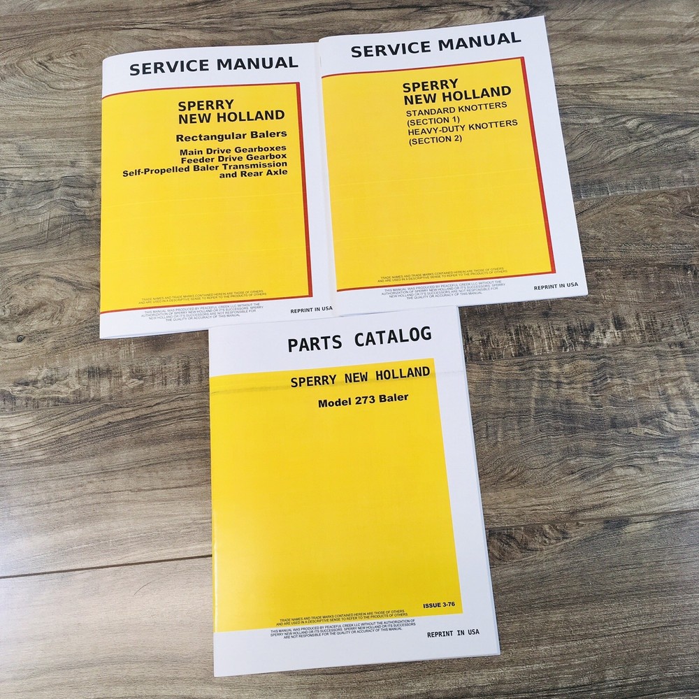 New Holland 273 Baler Service Manual Parts Catalog Repair Shop Workshop Book