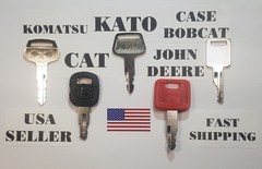 (5) Equipment Keys, Cat, Caterpillar, John Deere, Kato, Komatsu, Bobcat / Case,,