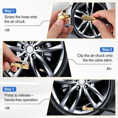 2 Pack Tire Air Chuck with Clip Adapter, 8mm Air Chuck Quick Connect, Brass Lock