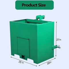 3 Point Ballast Box w/ 2″ Hitch Receiver for Category 1 Tractor Attachment 800LB