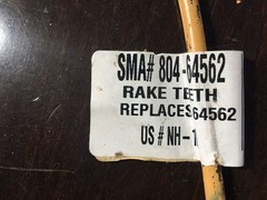 SMA New Old Stock Part # 804-64562 REPLACES 64562 RAKE TOOTH