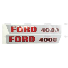 New Ford 4000 Hood Decal Set (Red/Black Letters)