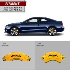 Yellow Black Logo Aluminum Brake Caliper Covers 2008-2017 Audi A5 Front Rear Kit