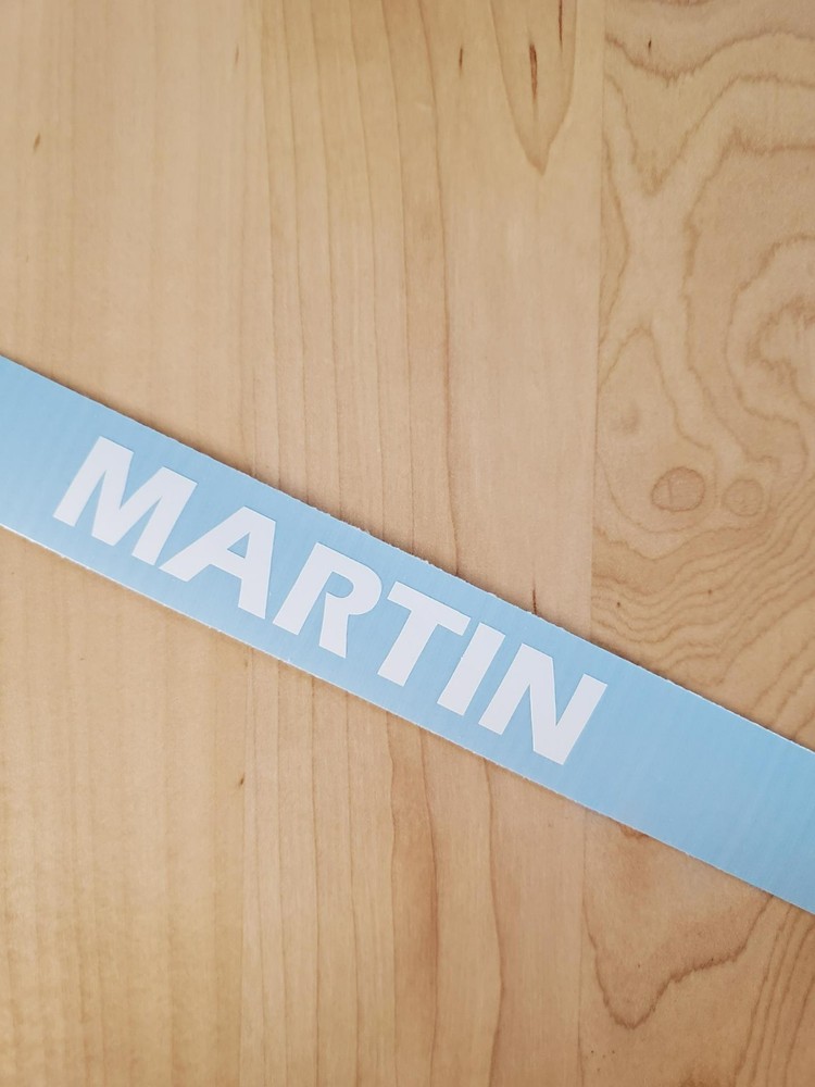 MARTIN last name decal sticker vinyl (2) PAIR Gloss WHITE 8″ FAST USA