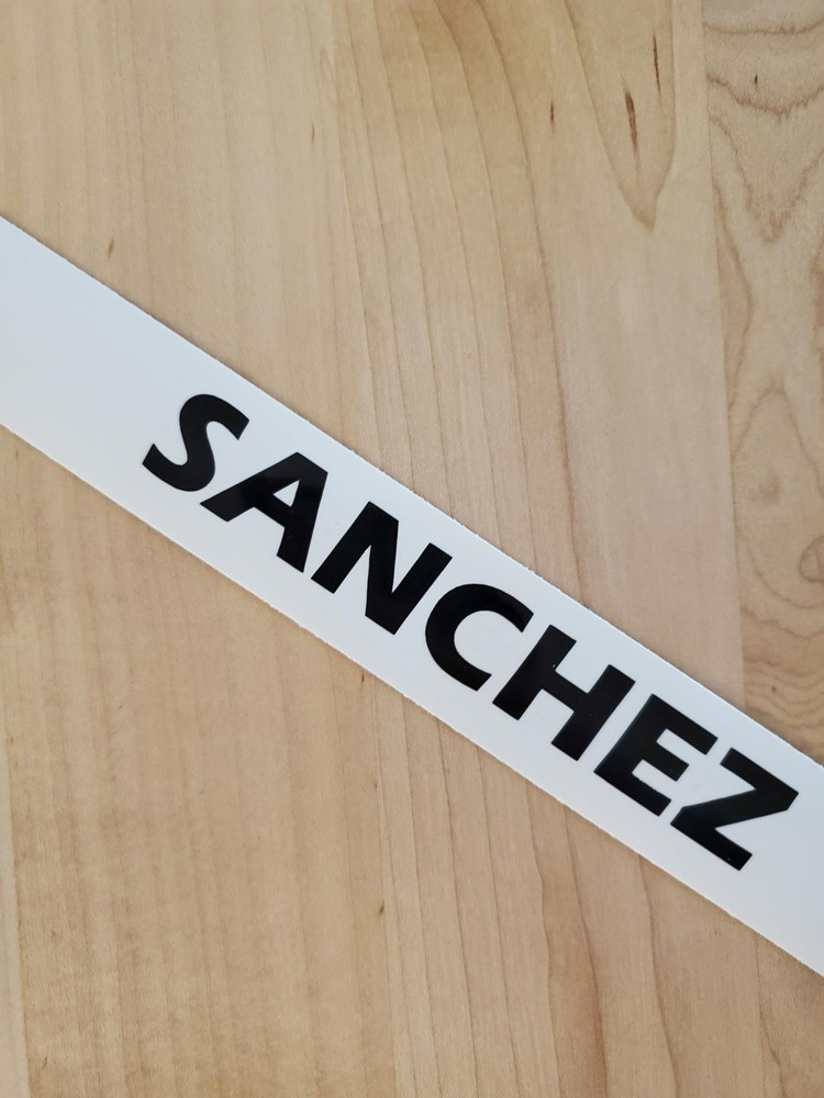 SANCHEZ last name decal sticker vinyl (2) PAIR Gloss BLACK 10″ FAST USA
