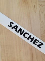 SANCHEZ last name decal sticker vinyl (2) PAIR Gloss BLACK 10″ FAST USA