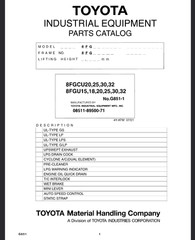 Toyota Forklift 8FGU20, 8FGU25, 8FGU30, 8FGU32 Parts Catalog Manual PDF USB