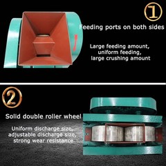 220V Double Roller Crusher Stone Ore Breaker Crushing Mill Machine Pulverizer