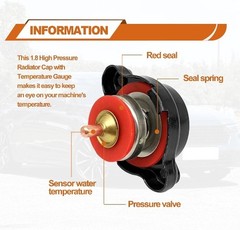 1.8 Bar Radiator Cap 25.6psi High Pressure Radiator Cap with Temperature Gauge C