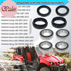 Front Wheel Bearing Seals Kit for Yamaha Wolverine Big Bear 350 450 Grizzly 350