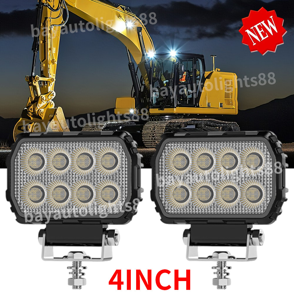 Pair 4” inch 50W LED Spot work Lights Fit Caterpillar Construction Equipment