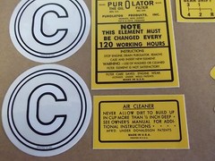 FARMALL MODEL C DECALS. ALL DECALS ON TRACTOR. MYLAR. YEARS 1949-51. C-DETAILS