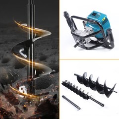52cc Gas Powered Earth Auger Power Engine Post Hole Digger and Drill Bit Ground