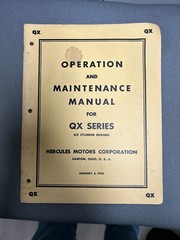 Hercules QX Series 6 Cylinder Engines Operation And Maintenance Manual 1950 ORIG