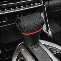 Leather Gear Shift Knob Cover, Anti-Slip Protector and Decora Color: Black+Red