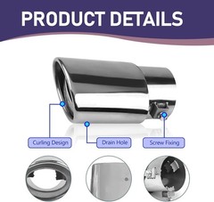 Pack-1 Stainless Steel Exhaust Tip, Straight Type Tailpipe Muffler, Automobile M