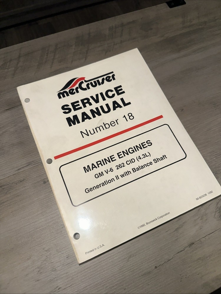 MerCruiser Service Manual #18 GM V-6 262 CID 4.3L Marine Engines 1992
