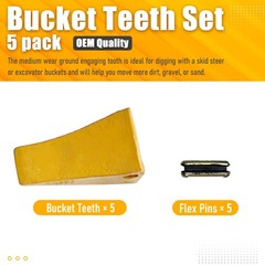 BDI Wear Parts TF23D D23P Bucket Teeth with Flexpins for Deere Case – 5 Pack