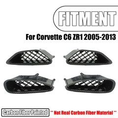 4PCS Corvette C6 ZR1 2005-2013 Front Fender Air Vent Grill Carbon Fiber Painted