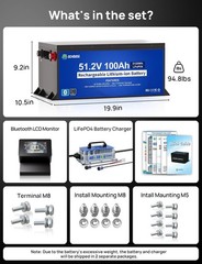 48V 100AH Golf Cart Lithium LiFePO4 Battery with 18A Charger Club Car Bluetooth