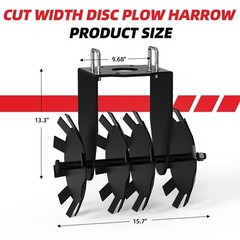 2 PCS Heavy-Duty Steel Disc Plow Harrow for ATV/UTV Manual Implement 2″ Receiver