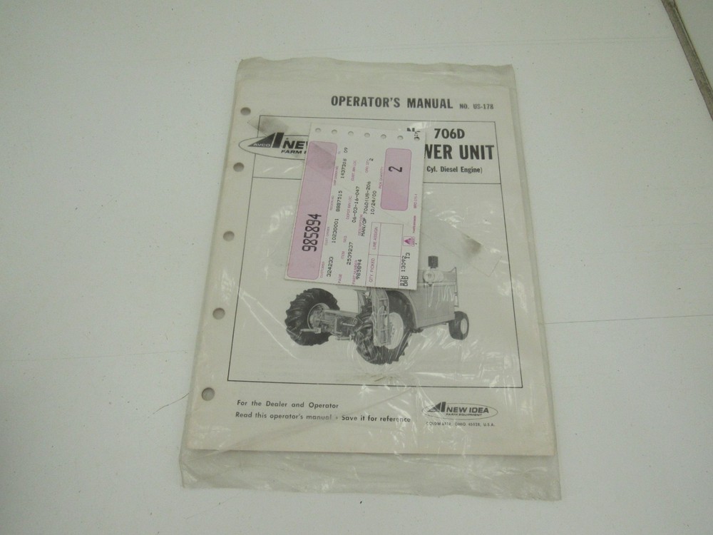 New Idea 706D Uni-Power Unit 6 Cyl Diesel Operator’s Manual