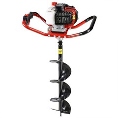 RED/BLACK – G 52CC PETROL EARTH AUGER 3 AUGER BITS Ø 100/150/200MM* LENGTH 800MM