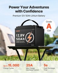 12V 50Ah LiFePO4 Battery, Up to 15000 Cycles, Deep Cycle Lithium Iron Phosphate