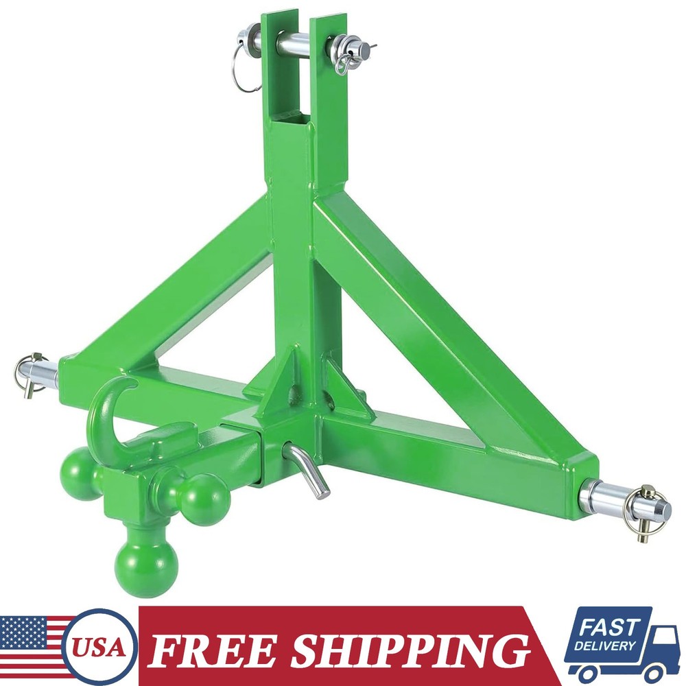 3-Point Quick Trailer Hitch 2″ Receiver for Cat 1 Tractors w/ Towing Hook & Ball