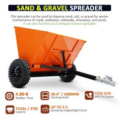 71Gal Towable Sand & Gravel Spreader 882lb Capacity ATV UTV|Towed 2″ Coupler 39″