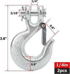 2PCS 1/4 Inch Safety Chain Hooks, Automotive Grade 12,600 LBS 70 For Size: 1/4