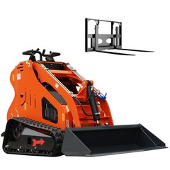24HP Mini Skid Steer Tracked Loader 3-Pumps 2-Cylinder Gas Engine + Pallet Fork